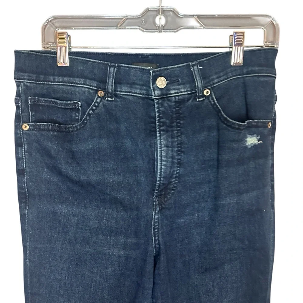Express Super High Rise Skinny Jeans dark wash distressed size 10S